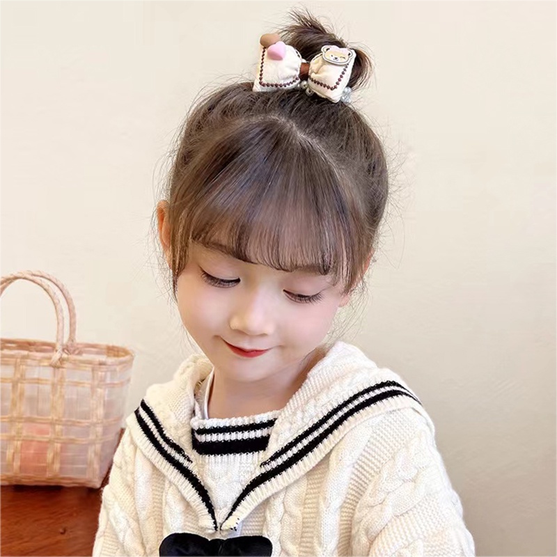Dây Buộc Tóc Co Giãn Đính Hạt Và Nơ Màu Caramel Dễ Thương Cho Bạn Gái