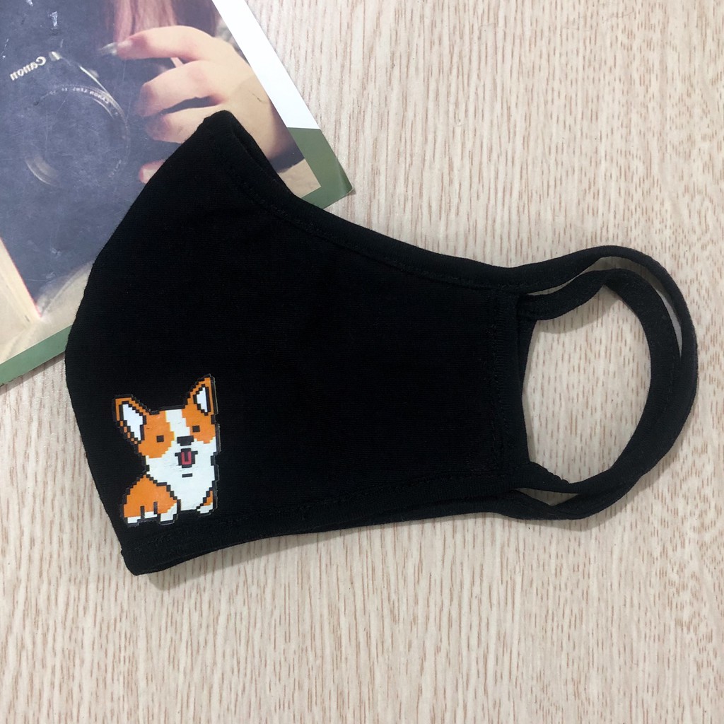 Khẩu trang vải cotton hai lớp in hình