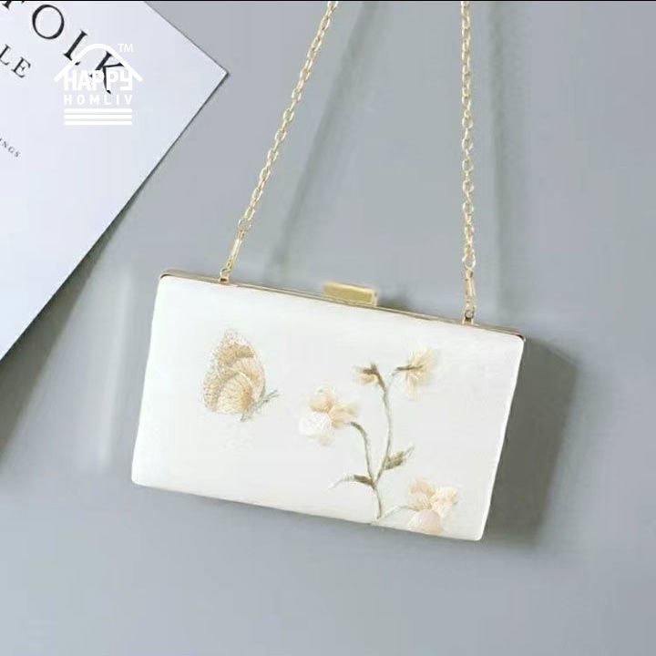 Happy HOMLIV Túi Đeo Chéo Vai Thêu Họa Tiết Dễ Phối Đồ Thời Trang Dự Tiệc