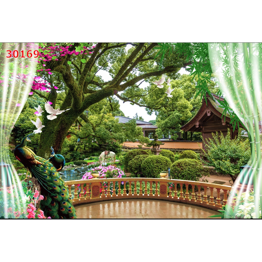 Tranh 3d dán tường cửa sổ hiện đại