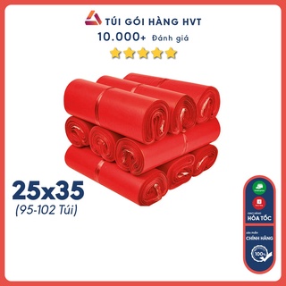 Túi gói hàng niêm phong, túi đóng hàng chuyển phát nhanh NHỰA HVT size 25*35 màu đỏ nhiệt huyết