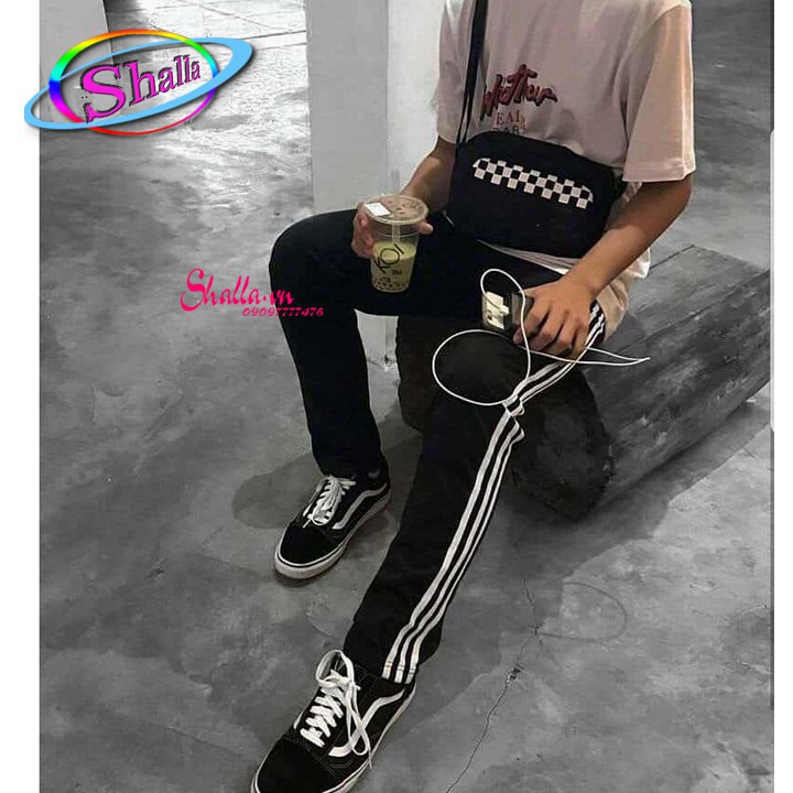 {MẪU MỚI} Túi đeo chéo caro nam nữ Shalla (đen,đỏ)