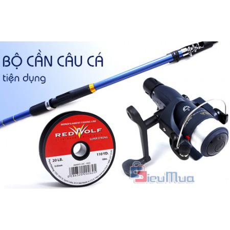 BỘ CẦN CÂU 2,91M CÓ MÁY NGANG (CẦN + MÁY + PHAO + LƯỠI + 100M CƯỚC)