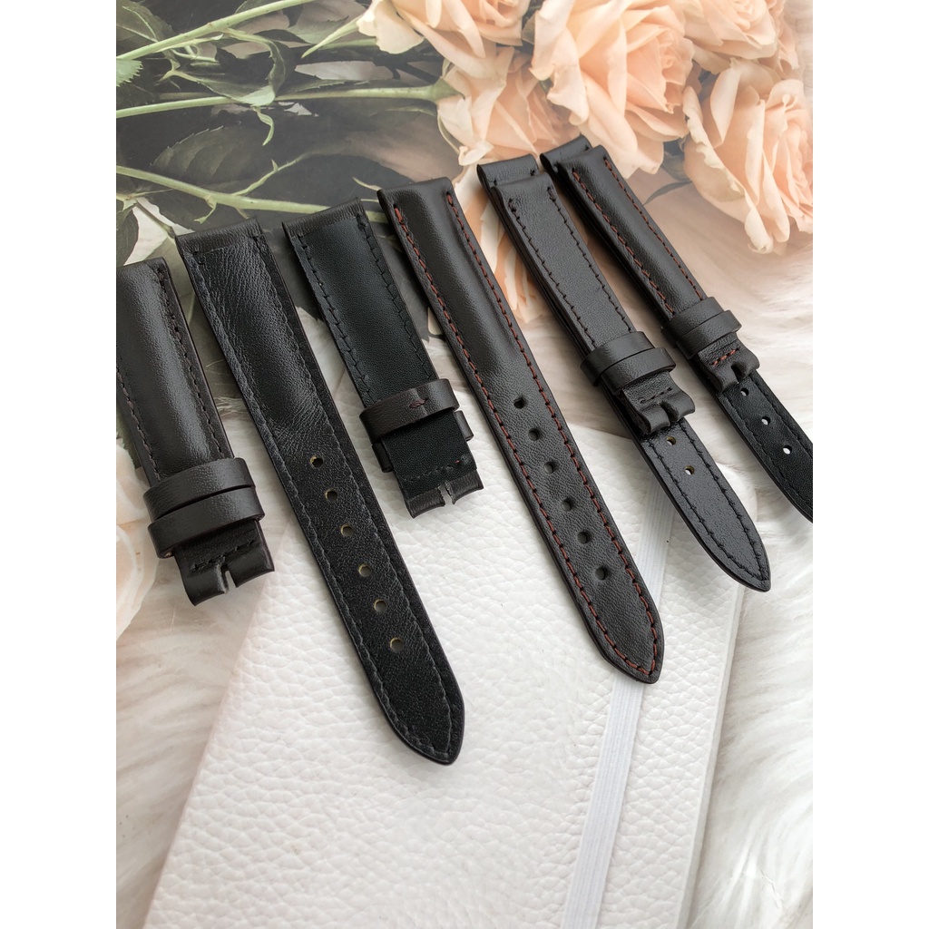 Dây Đồng Hồ Da Bò 100% Màu Nâu Trơn Tặng Kèm Chốt Và Đồ Thay Dây