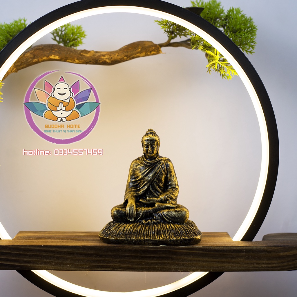 Tôn Tượng Bổn Sư màu đồng cổ phong thủy thờ cúng trang trí nhà cửa, bàn trà, hồ thủy sinh