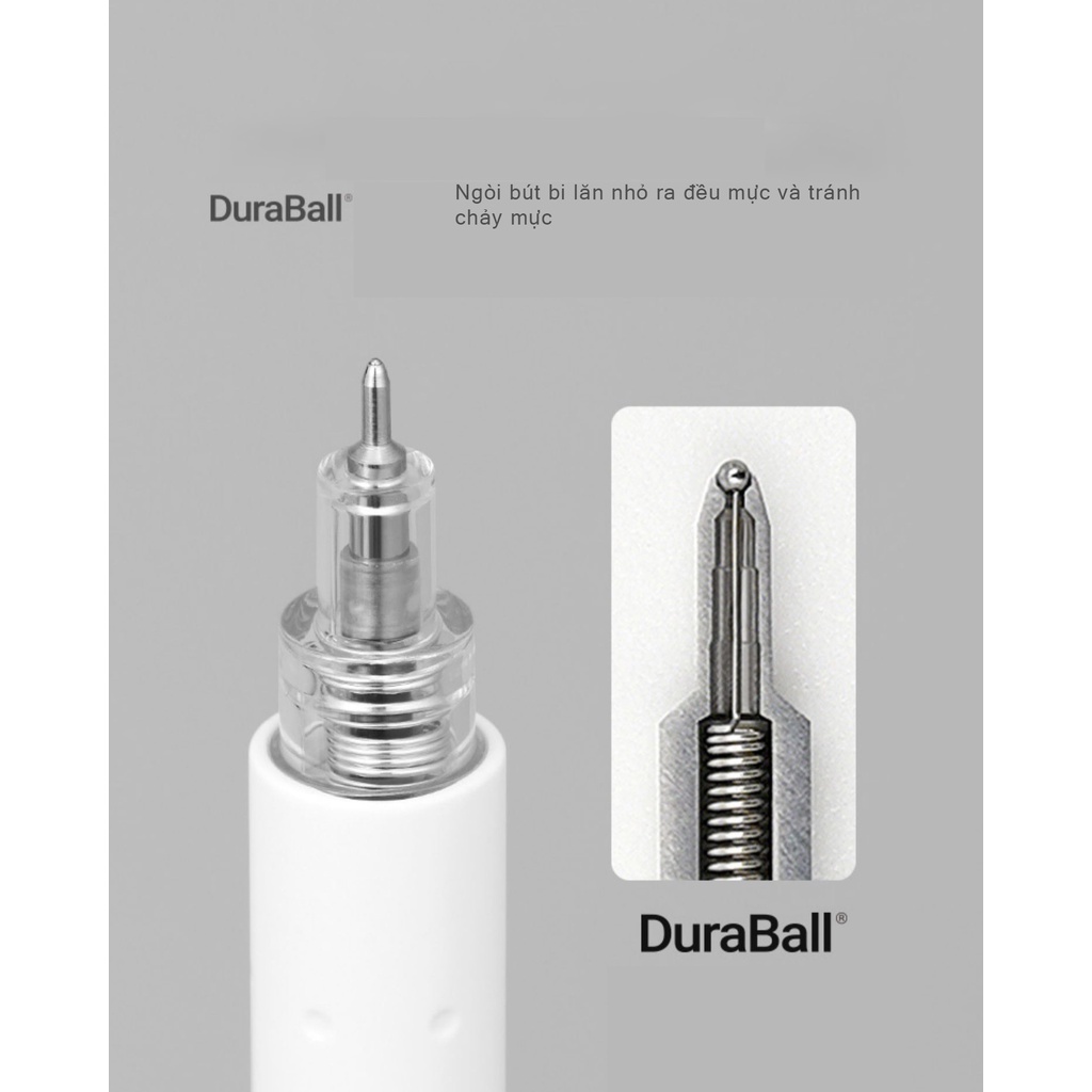 Bộ 4 bút bi Kaco Rocket Trắng học tập mực đen ngòi 0,5mm