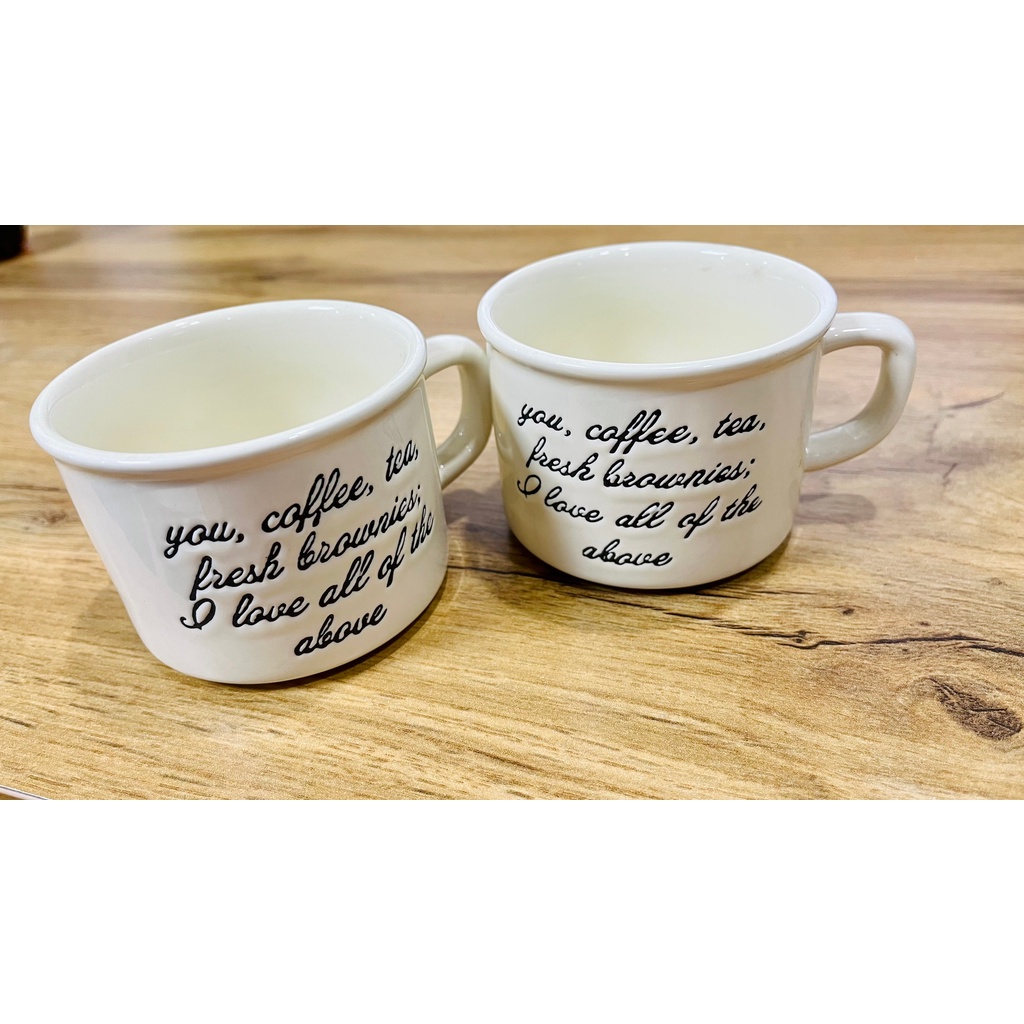 Bộ 2 ly sứ cao cấp - Họa tiết chữ SWEET TIME - Màu trắng