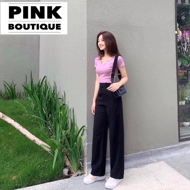 Quần Xuông Dài Nữ Ống Rộng Lưng Cao Pink Boutique