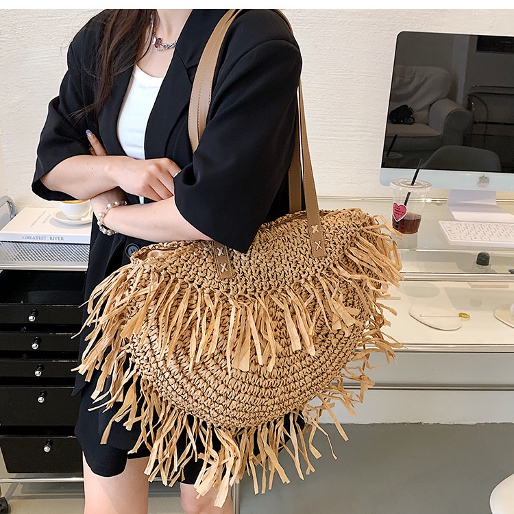 Túi Đeo Vai Đan Rơm Dung Tích Lớn Thời Trang Cho Nữ