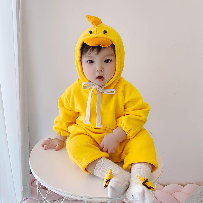 Áo liền quần tay dài hoạ tiết hoạt hình phong cách Hàn Quốc cho bé