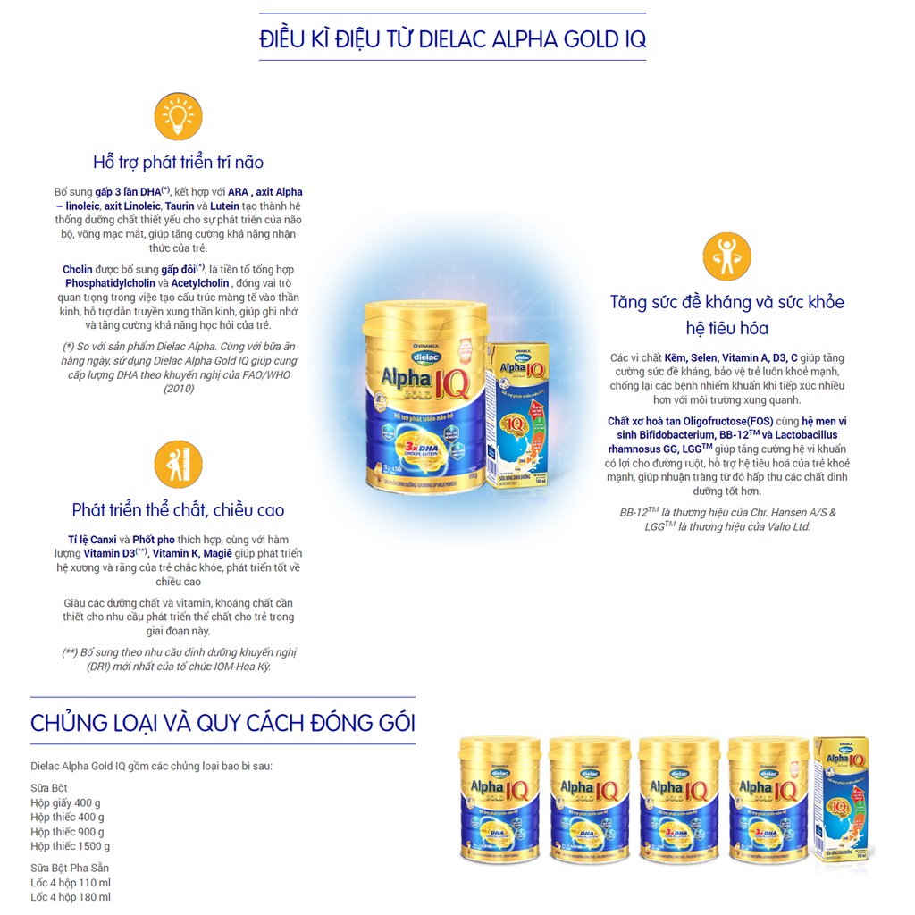 Sữa Bột Vinamilk Dielac Alpha Gold IQ 4 hộp 1.5kg