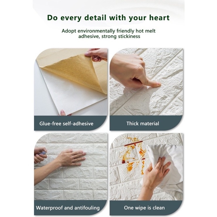 Hàng mới về Giấy dán tường họa tiết gạch 3D độc đáo trang trí nhà cửa
