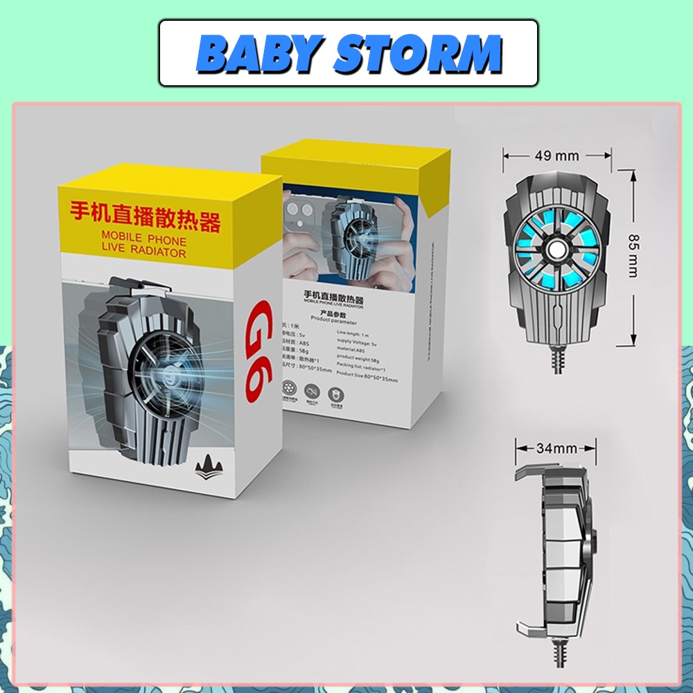 Quạt Tản Nhiệt Điện Thoại G6 Chơi Game Cao Cấp Công Nghệ Mới Không Lo Nóng Máy Khi Cay Game Mobie -