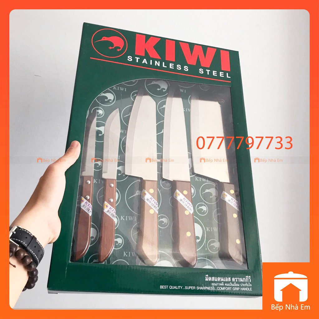 Bộ Dao Thái Lan Cán Gỗ Kiwi 5 Món _ Hàng Nhập Khẩu Thái Lan