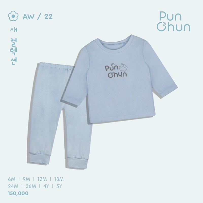 [PUNCHUN] Bộ Dài Tay Cài vai Chất liệu Cotton mềm mịn cho Bé(9m-5y)