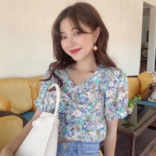 Áo hoa nhí croptop