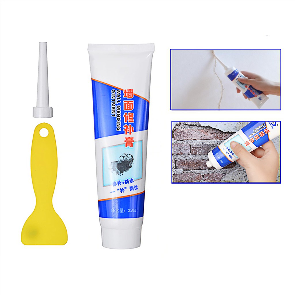 Tuýp Keo Vá Tường Đa Năng, Keo Trám Tường Trắng, Chống Thấm Xử Lý Nhanh Vết Nứt Bong Tróc -Tặng Kèm Dụng Cụ Trám