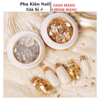 Khảm trai nail trang trí móng 2 màu Vàng/Bạc, nhũ vảy xà cừ, vảy cá