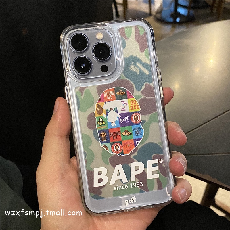 Ốp Điện Thoại Cạnh Mềm Trong Suốt Chống Sốc Họa Tiết Không Gian Bape Cho IPhone 11 13 12 X XS Pro Max XR 12 13