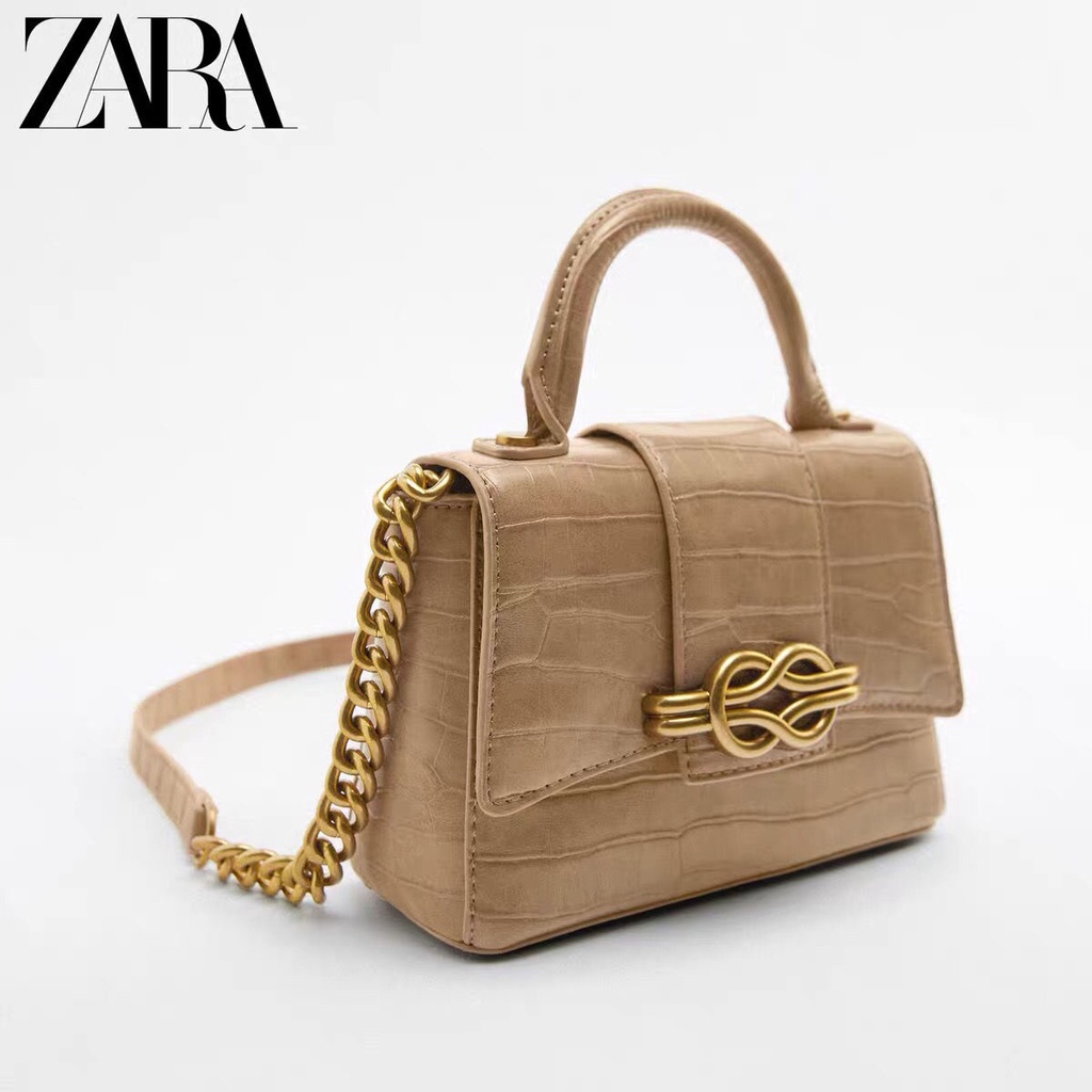 Túi Xách Đeo Vai ZARA Hình Vuông Cỡ Nhỏ Vân Da Cá Sấu Thời Trang Cho Nữ 6643910102