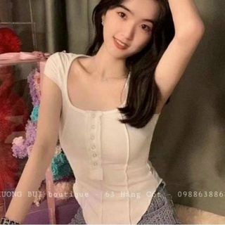 Áo kiểu vạt bầu nút cài