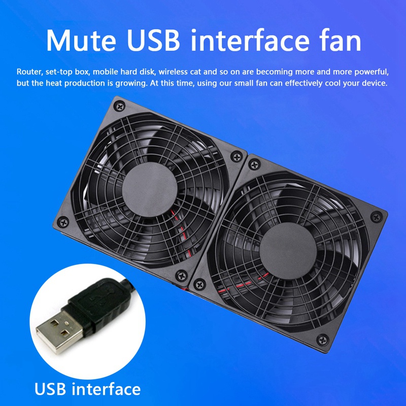 Bộ Định Tuyến Quạt Tản Nhiệt Kép 120Mm 5V USB Tốc Độ Cao Cho Router Modem PC