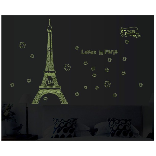 Decal trang trí tường - Tháp Love In Paris DẠ QUANG