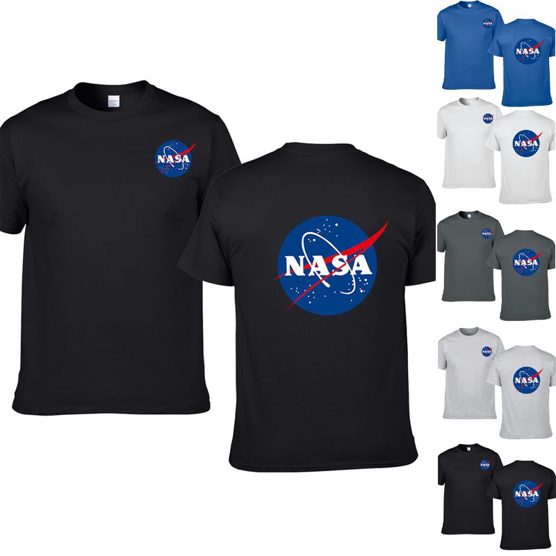 Áo Thun Cotton Ngắn Tay In Logo Nasa Phong Cách Retro Cho Nam