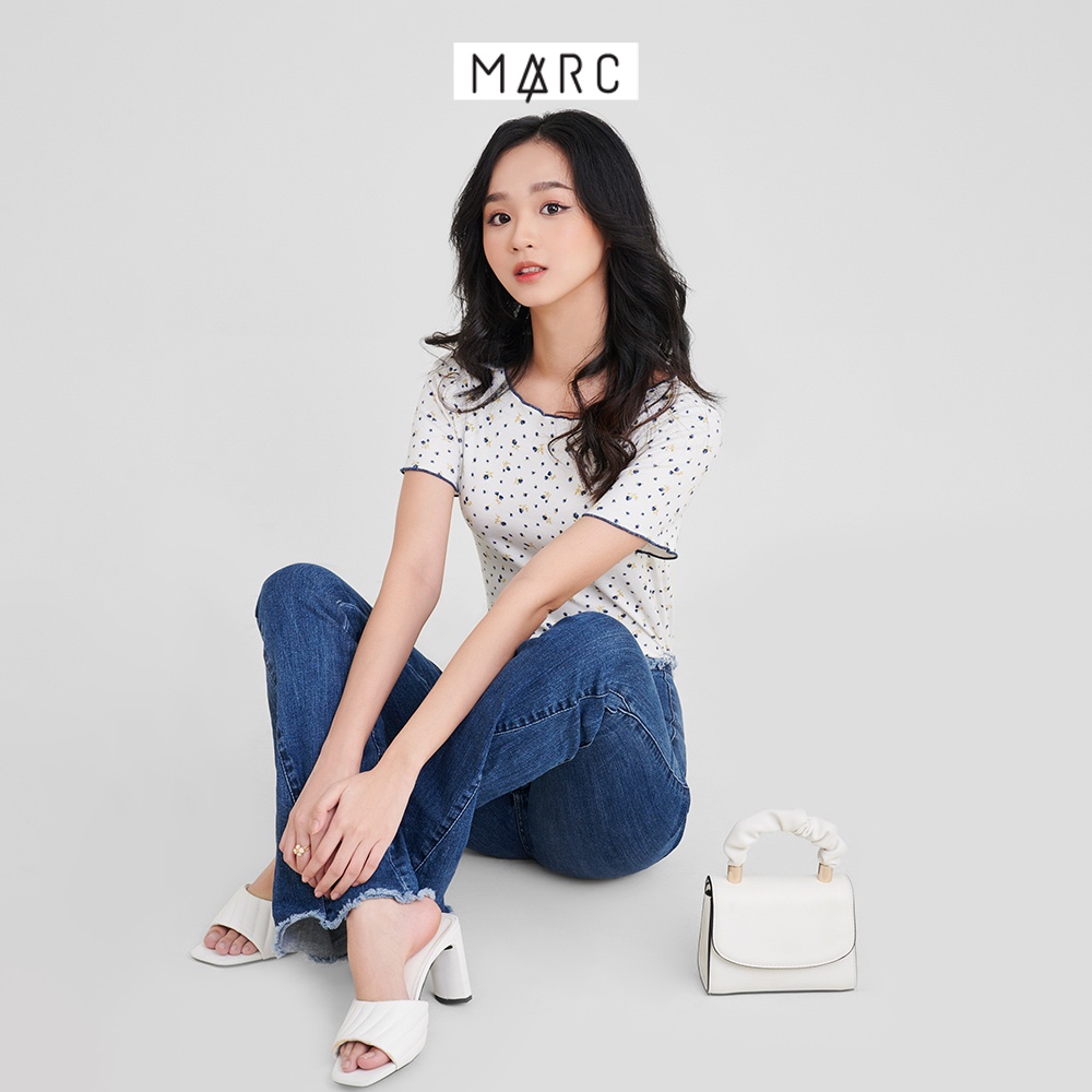 Áo thun nữ MARC FASHION họa tiết hoa viền chỉ màu FATN0701