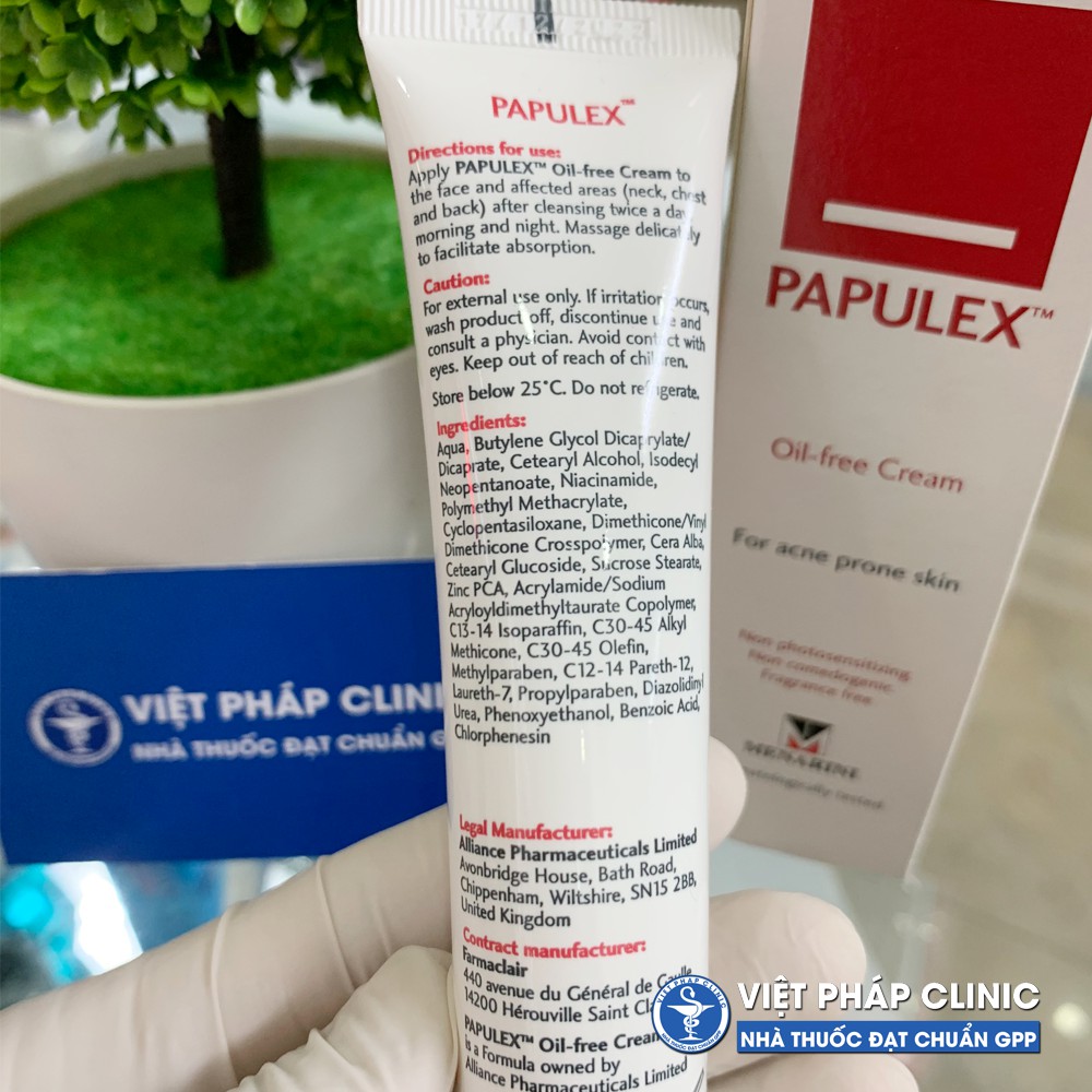 PAPULEX OIL FREE CREAM - Kem Giảm Bóng Nhờn - Ngăn Ngừa Sự Phát Triển Của Mụn - 40ml