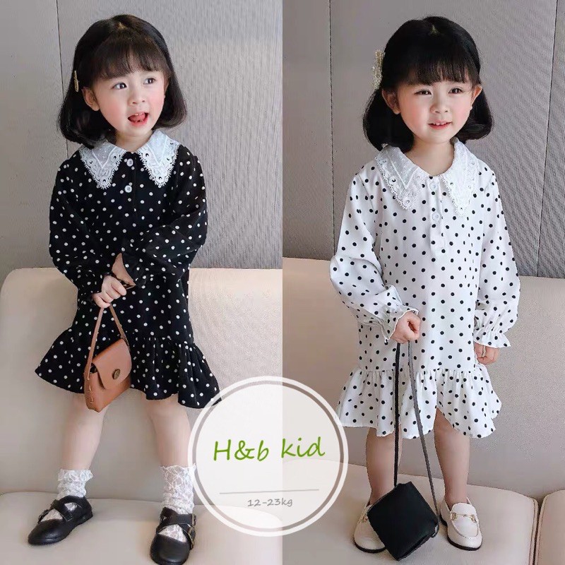 VÁY CHẤM BI CHÂN VÁY BÈO CHO BÉ GÁI