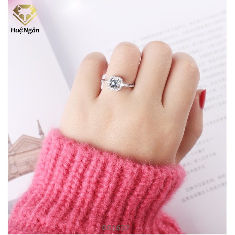 Nhẫn bạc Ý 925 Bạc Xinh Huệ Ngân - Nhẫn kim cương nhân tạo RR1637