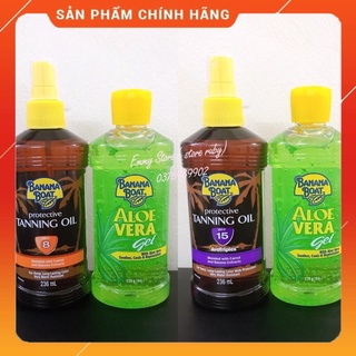 [USA] 1 Dầu Phơi Nắng Banana Boat Tanning Oil + 1 Gel Banana Boat Lô hội Dưỡng da Aloe Vera 230ml