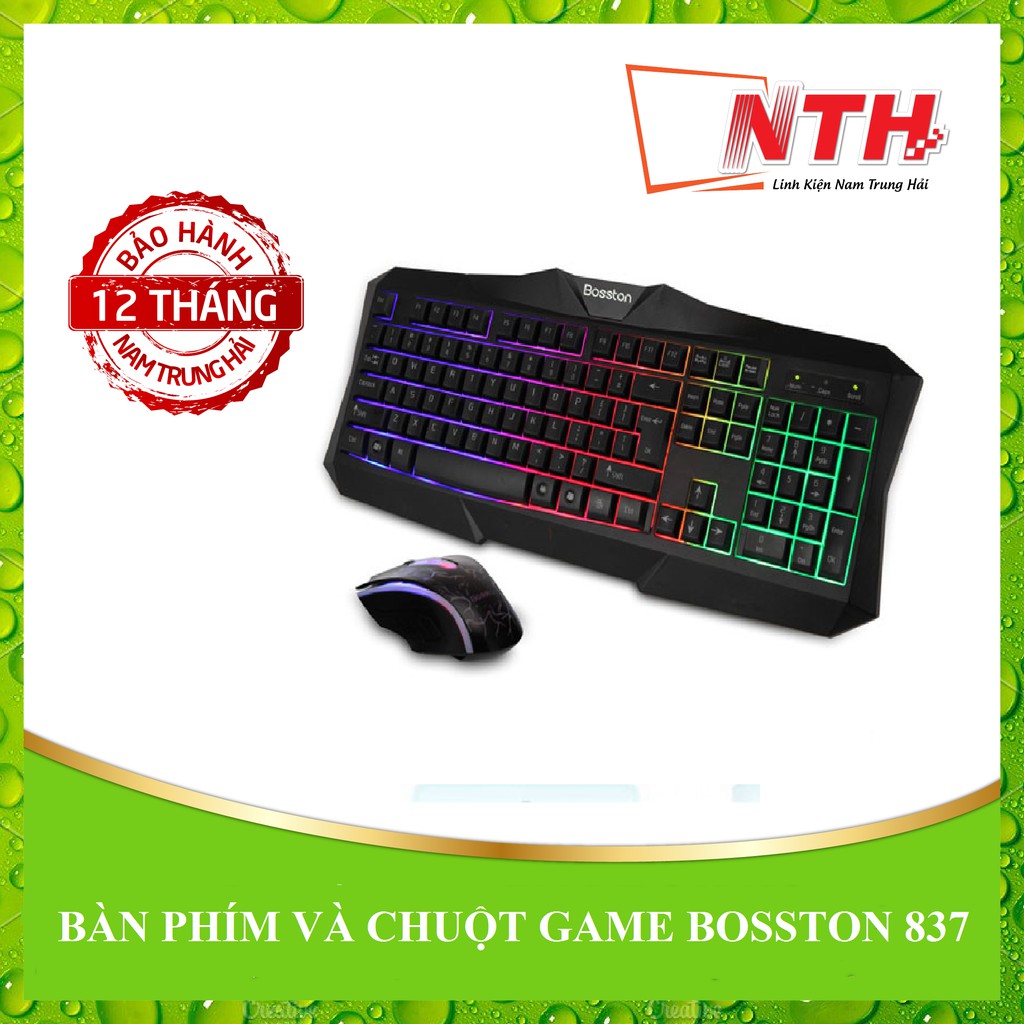 BÀN PHÍM VÀ CHUỘT GAME BOSSTON 837 USB CÓ DÂY