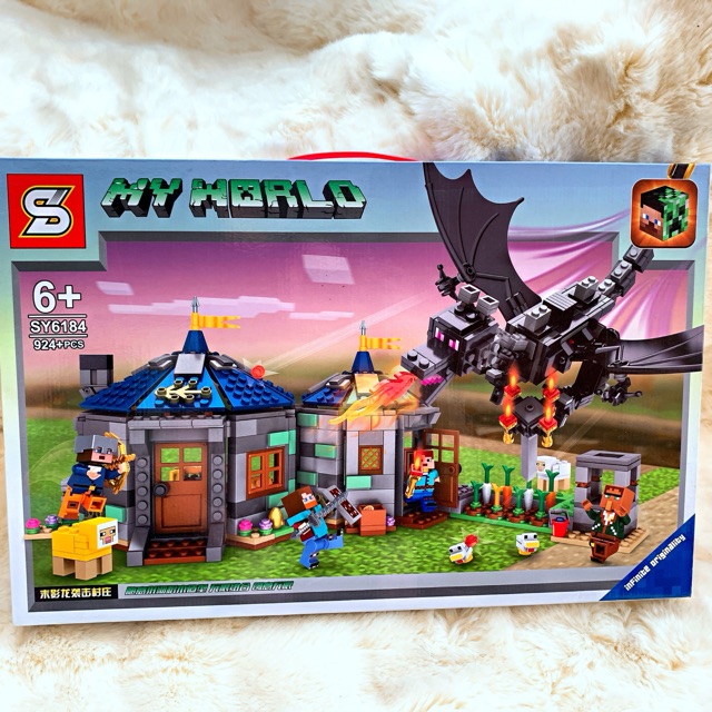 Đồ Chơi Lắp Ráp, Xếp Hình Minecraft Chòi Chiến Binh Chiến Đầu Rồng Đen SY6184-924 mảnh