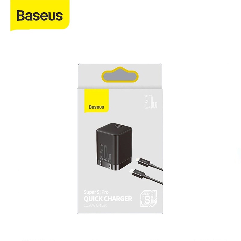 Bộ sạc PD20W Baseus Super Si Pro chân dẹt 1 cổng Type-C kèm dây sạc Type-C to dài 1M cho IP13/12