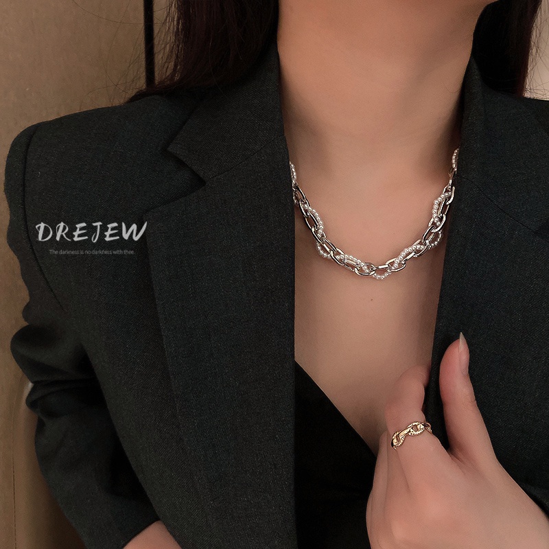 DREJEW Dây Chuyền Đính Ngọc Trai Phong Cách Âu Mỹ Đơn Giản Thời Trang