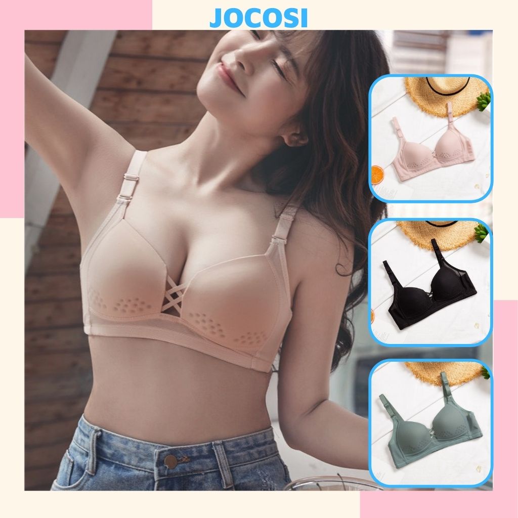 Áo ngực nữ không gọng su mút mỏng, áo lót nữ thông hơi mặc thoải mái JOCOSI A195