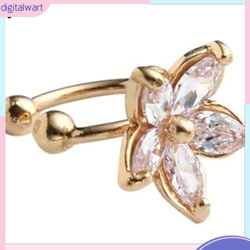 Khuyên kẹp vành tai đơn thiết kế bông hoa đính đá lấp lánh sang trọng cá tính dành cho nữ