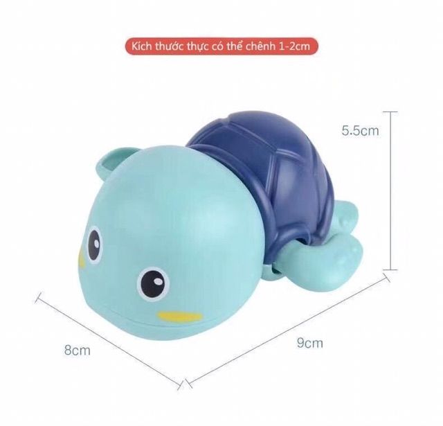 Rùa con tự bơi trong nước tạo sự thích thú cho bé khi tắm