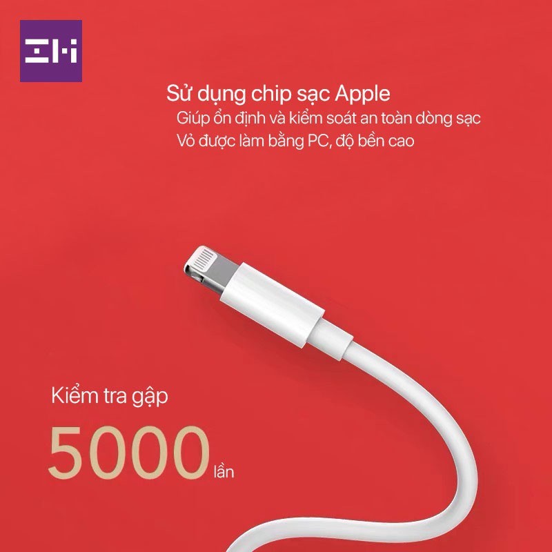 Cáp Lightning ZMI AL813 Dài 1m / AL831 Dài 2m dùng cho iPhone, iPad chuẩn MFi - Minh Tín Shop