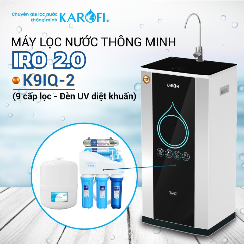 Máy Lọc Nước KAROFI IRO 2.0 Thông Minh - 9 Cấp K9iQ-2 Có Tủ IQ Cao Cấp