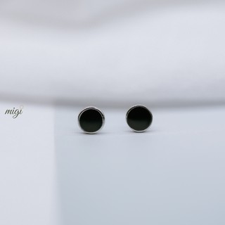 Khuyên tai bạc nụ đá đen