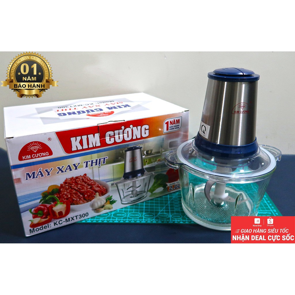 Máy Xay Thịt Đa Năng Cối Thủy Tinh Kim Cương Dung Tích 2 Lít - Hàng Chính Hãng (Bảo Hành 12 Tháng)