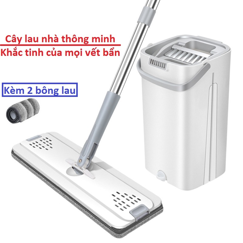 Cây Lau Nhà Chổi Lau Nhà Tự Vắt Thông Minh 360 Độ Đa Năng Tặng Kèm 2 Bông Lau