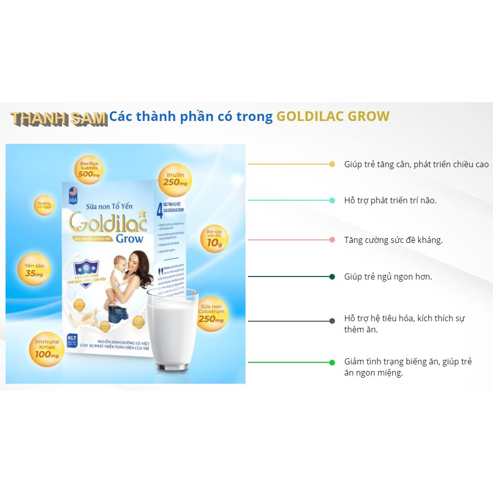 SỮA NON TỔ YẾN GOLDILAC GROW - (1 gói 10g)