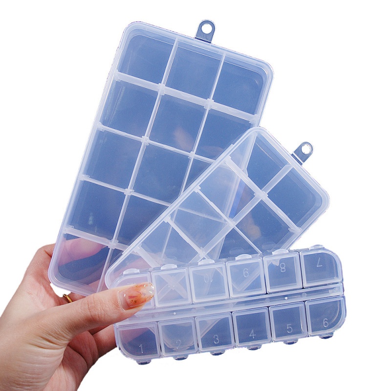 Hộp Nhựa Rỗng Trong Suốt 10 / 12 / 15 Ngăn Đựng Trang Sức Tiện Dụng Diy Ốp