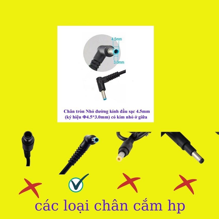 Sạc laptop HP 3,33 chân kim nhỏ  sạc máy tính hp 65w bảo hành 12 tháng