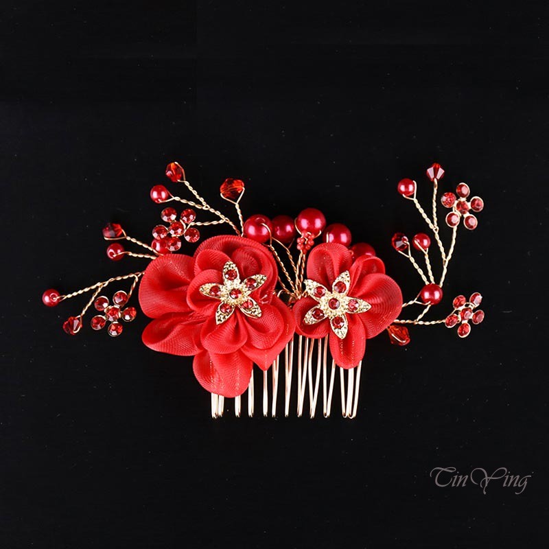 GETNOIVAS Lược Cài Tóc Đính Đá Và Ngọc Trai Giả Phong Cách Trung Hoa Cho Cô Dâu