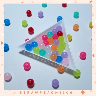 Hạt nhựa tròn 8mm màu thạch, màu sữa xỏ lỗ 2 đầu - strawpeach1306